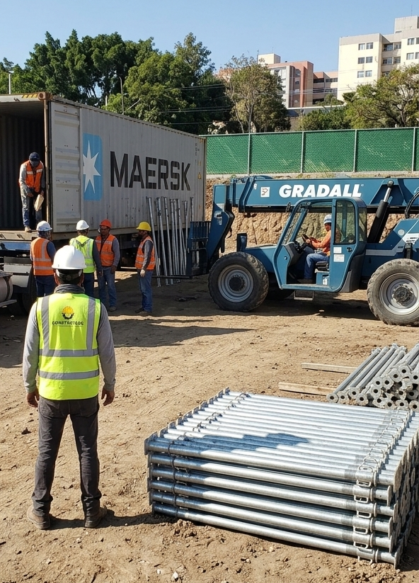 Puntales galvanizados en obra